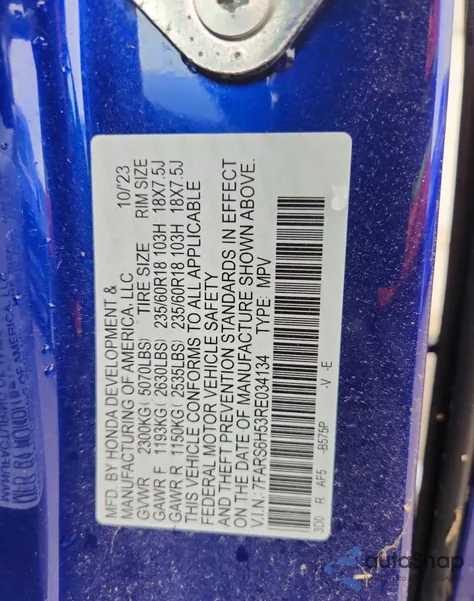 2024 Honda Cr-V Sport from USA, damaged, VIN 7FARS6H53RE034134